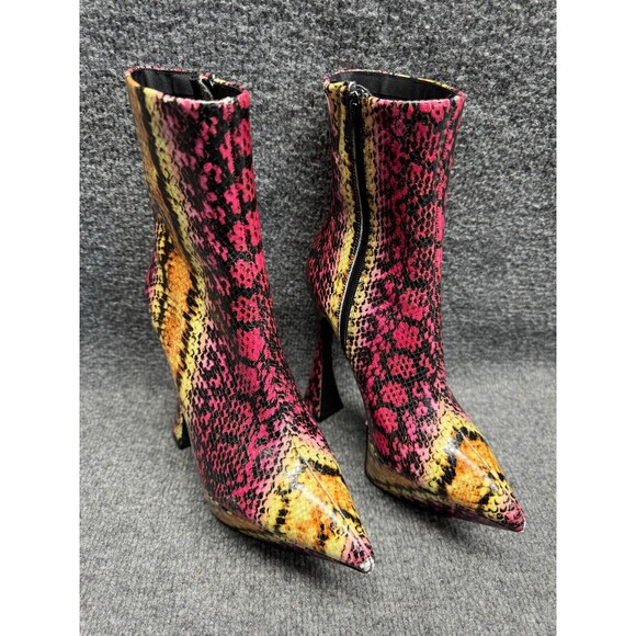 Jeffrey Campbell Pointy Toe Ankle Boots Stiletto Heel Snakeskin Shoes SIZE 9 - Picture 1 of 6